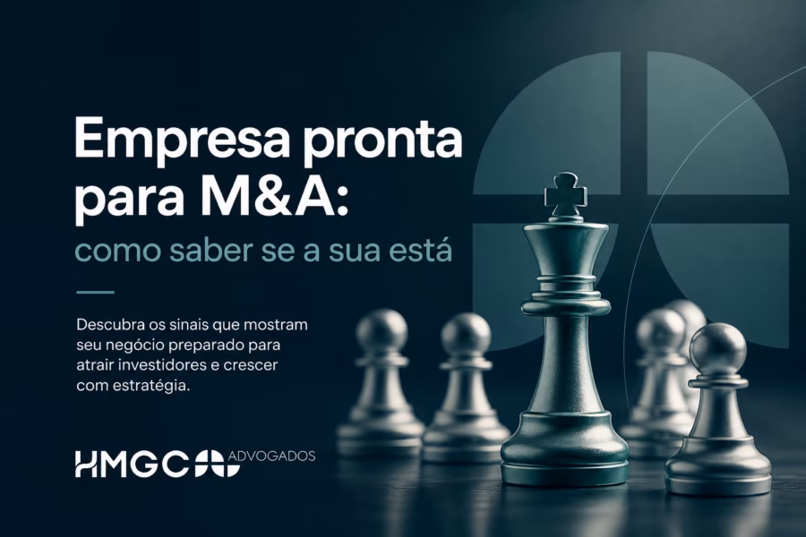 Diagrama dos três eixos de prontidão para M&A: financeiro, societário e operacional