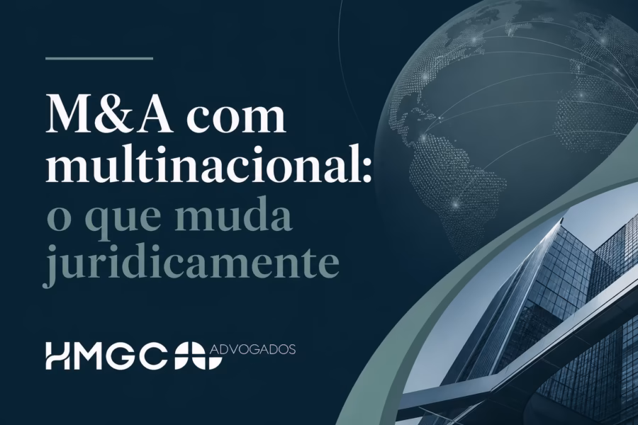 Documento com fluxograma de operação M&A internacional mostrando requisitos legais e regulatórios para aquisição de empresa brasileira por multinacional