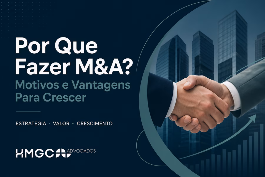 Ilustração de dois blocos de negócios se unindo, representando uma fusão ou aquisição — M&A como estratégia de crescimento empresarial