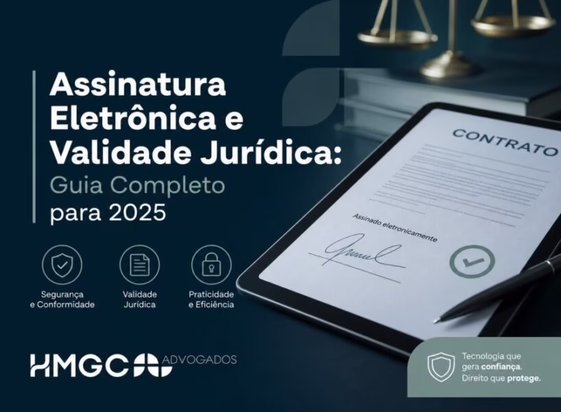 Assinatura eletrônica com cadeado digital, representando segurança e validade jurídica em 2025