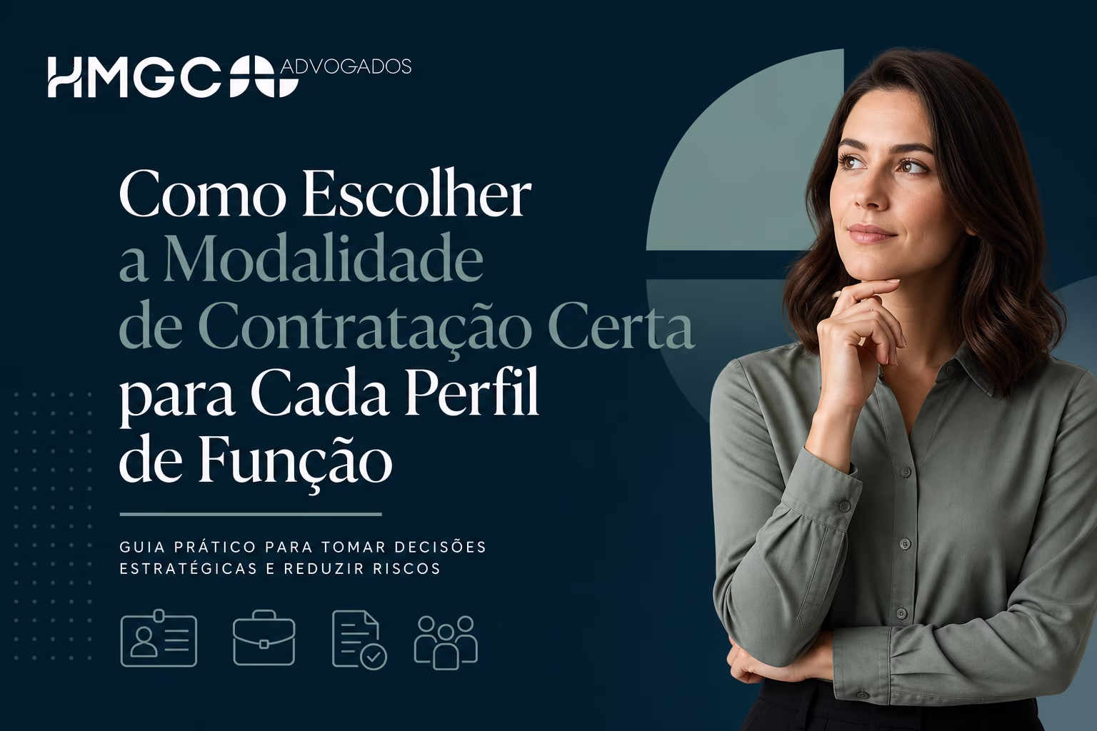 Imagem de cabeçalho profissional mostrando diferentes modalidades de contratação e perfis de funções em design moderno